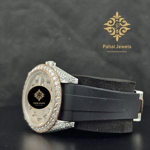 นาฬิกาข้อมือ Pahal Jewels รุ่น Unisex หรูหรา หน้าปัดเพชร ตัวเรือนสแตนเลสประดับโมอิสซาไนต์ กระจกแซฟไฟร์ ขนาด 40 มม. ระบบอนาล็อก กลไกอัตโนมัติ - Product Image 2