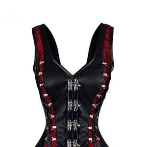 Salva Leather Women's Leather <b>Corset</b> Casual Style Zipper Closure <b>Strapless</b> Vest Regular Length Solid Color Waterproof Outer Wear - Product Image 3
