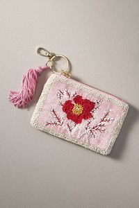 Monedero de cuentas hecho a mano con cremallera y lindo diseño de flor de cerezo rosa - Product Image 3