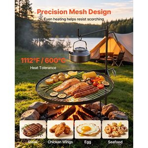 Heavy Duty Swivel Campfire Grill 24.4"-Portable Folding Steel <b>BBQ</b> <b>Grate</b> 360 Height Adjustable - Product Image 4