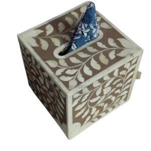 Boîte à mouchoirs élégante en os incrusté faite à la main, couvercle en bois de luxe, design unique décoratif, cadeau parfait pour la maison - Product Image 1