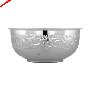 Tazón de Metal Plateado Brillante con Diseño en Relieve para Almacenamiento de Frutas, Decorativo, Hecho a Mano, para Servir Postres y Comida - Product Image 1