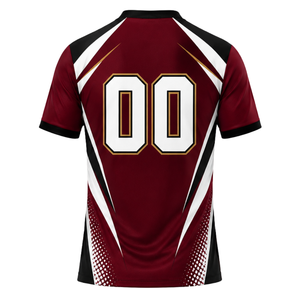 Custom Maroon Gold Sublimated Volleyball Jersey Short Sleeve Sports Uniform Shirt Team Competition Wear Athletic Game Clothing - Product Image 2