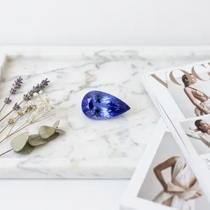 Pierre précieuse naturelle Tanzanite taille poire, bleu violet, facettée, pour la fabrication de bijoux, vente en gros - Product Image 2