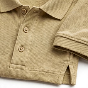 <b>Men's</b> <b>Khaki</b> Short Sleeve Pique Polo <b>Shirt</b> Solid Color Casual Breathable Knitted Regular Fit - Product Image 3