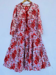 Femmes filles imprimé pur coton Maxi robe indien bloc imprimé décontracté été soirée à la mode en gros longue Midi en vrac - Product Image 6