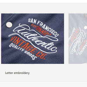 Men's Varsity Jacket Pu Leather Turn-<b>down</b> Collar Embroidered Letter Patch Casual Autumn Wear - Product Image 4