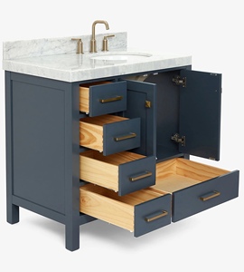 Gabinete de Baño Moderno Abigail OEM de 36 Pulgadas con Lavabo a la Derecha y 7 Opciones de Acabado, Directo de Fábrica en Vietnam - Product Image 4