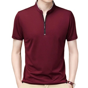 Camisetas de verano con cuello levantado y cremallera para hombre, camisetas informales holgadas de secado rápido, ropa de calle coreana, moda en tela de punto de manga corta - Product Image 6