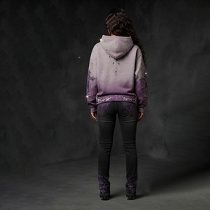 Sudadera con Capucha Extra Grande Unisex con Cruz Gótica de Pedrería, 100% Algodón Ecológico, Ropa Urbana de Invierno - Product Image 6