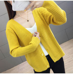 Winter 2026 <b>Women's</b> Loose Korean Short Style Solid 100% Cotton Button Closure Sweater <b>Cardigan</b> Coat - Product Image 5
