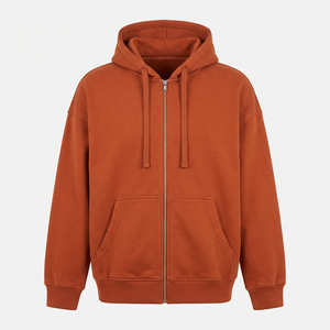 Sudadera con Capucha para Hombre, Personalizada, 100% Algodón, Felpa Gruesa, Invierno, Color Sólido, Alta Calidad, Corte Regular, Hombros Caídos, Cierre Completo con Cremallera, Estilo Cuadrado - Product Image 2