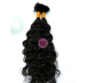 Cheveux indiens Remy bouclés 12A Deep Wave en vrac, trame simple, noir naturel, 100g, sans produits chimiques, Arrow Exim - Product Image 1