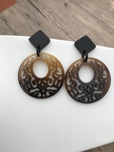 Pendentif circulaire sculpté en corne de buffle, fait main, écologique, imitation moderne, décoration d'intérieur, artisanat naturel - Product Image 2