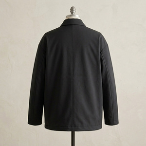 Chaqueta de Trabajo de Lona Negra para Hombre, Cuello Alto, Corte Regular, Cierre de Cremallera, Ecológica, Impermeable, Transpirable, Estilo Otoñal - Product Image 2