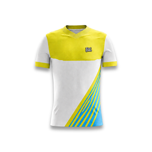 High Quality Men's Yellow White Soccer Jersey Set Sublimated V-Neck Short Sleeve <b>Moisture</b> Wicking Athletic Fit All Seasons - Product Image 5