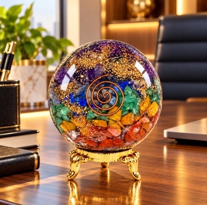 Vente d'usine : Sphère d'orgone Sept Chakras Fée d'Amour, Générateur d'énergie spirale polie en pierres précieuses de cristal, Haute Qualité, Porte-bonheur - Product Image 3