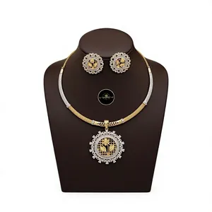 Handmade Brass Floral <b>Choker</b> Necklace Set Gold <b>Silver</b> Plated CZ Cubic Zirconia Indian Bridal Wedding Jewelry Set - Product Image 3