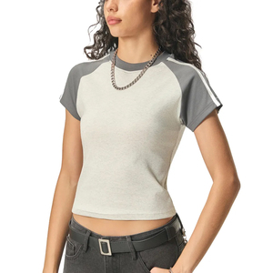 Camisetas Cortas de Alta Calidad para Mujer, Ajustadas, Sexys, Lisas, con Estampado Gráfico, para Gimnasio, Club, Universidad - Product Image 3