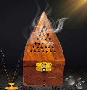 Quemador de incienso de madera artesanal diseñado para rituales tradicionales de fragancia para el hogar y una decoración espiritual elegante. - Product Image 3