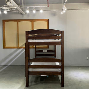 Lit superposé minimaliste personnalisable blanc et expresso, meubles de chambre à coucher en bois sur mesure pour enfants - Product Image 5