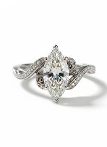 Elegante Anillo de Compromiso de Oro Puro de 14K con Diamante Marquise de 2.5CT, Banda Vintage en Espiral con Milgrain y Pavé, Anillo de Promesa Nupcial para Ella - Product Image 3