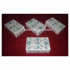 Rectangular Shape Natural Shiny White Marble Customize Designed Beautiful <b>Floral</b> Mother Of Pearl <b>Boxes</b> For Ring Jewelry <b>Boxes</b> - Product Image 6