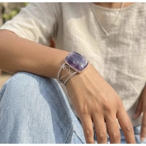 Handcrafted Natural Amethyst Gemstone Cuff <b>Bracelet</b> Balance Bangle Wholesale Fashion <b>Crystal</b> Bangle From India - Product Image 4