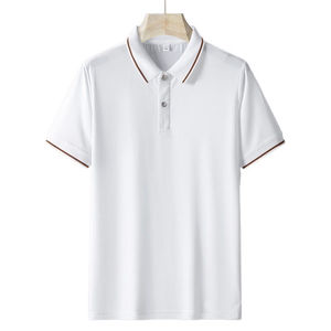 Men's Blue Star Printed Polo <b>Shirt</b> Short Sleeve Regular Fit Casual Style Oxford Fabric Woven Design - Product Image 1