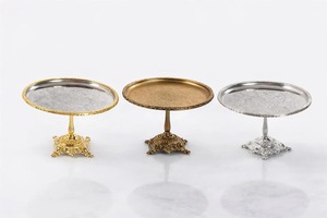 Luxury <b>Gold</b> <b>Cake</b> Stand with Silver Finished Designer <b>Top</b> Ideal for Gifting Weddings Birthdays Events And Premium Dessert Display - Product Image 2