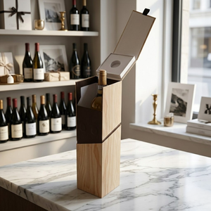 Emballage recyclable de boîte de bouteille rigide de Kraft brun pour des bouteilles de vin/jus éponge de gaufrage élégante mate écologique de stratification - Product Image 1