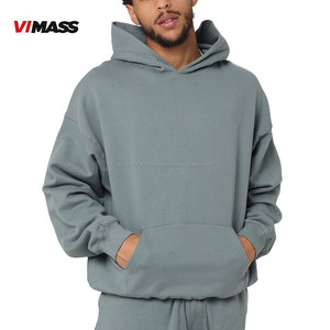 Sweat à capuche vierge de haute qualité avec conception personnalisée Streetwear imprimé bouffant personnalisé sans ficelle pull à épaules tombantes sweats à capuche unis pour hommes - Product Image 1