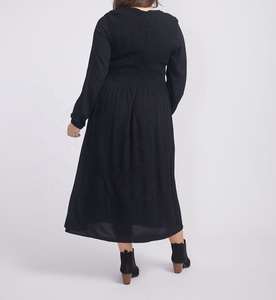 Vestidos Casuales Elegantes de Verano para Mujer, Estilo Americano, Manga Regular, Cuello Peter Pan, Color Negro, Tallas Grandes, Largo hasta la Pantorrilla, Corte en A, OEM/ODM - Product Image 2