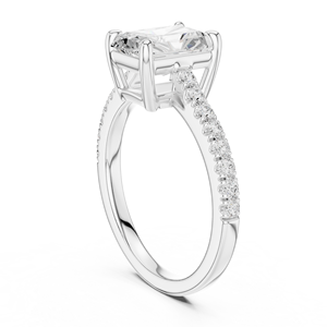 Anillo de Compromiso Vinson Project con Moissanita de Corte Radiante de 2 Quilates, Piedras Laterales con Pavé, Estilo Art Deco, Chapado en Oro de 14K - Product Image 3