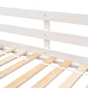 Letto a castello bianco a due piazze con finestra sul tetto, porta a cassetta, sponde di sicurezza e scaletta per bambini - Product Image 1