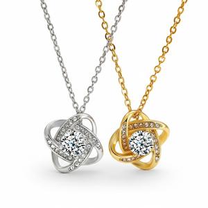 Collar con Colgante de Nudo de Amor y Trébol de Plata de Ley y Oro Puro de 14K, con Diamante Cultivado en Laboratorio, Regalo Romántico para Esposa, Precio de Fábrica al por Mayor - Product Image 2