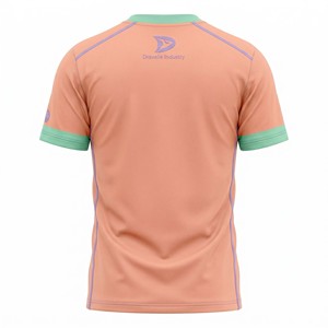 Dravelle Industry Premium Dry Fit Tee Highly Specific <b>Peach</b>-Mint-Lavender Swirl Graphic V Neck High-End Women's Pickleball Shirt - Product Image 3