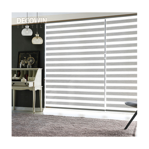 DECOWIN TEXTILE URBANE Sistema de Doble Capa con Filtro de Luz Tipo Zebra |   Persiana Enrollable Integrada |   Ventana Francesa Moderna |   Minimalista - Product Image 1