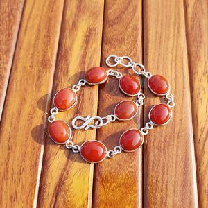 Anillo Ajustable de Latón Plateado con Gema de Cornalina Ámbar, Estilo Bohemio, Hecho a Mano, Étnico, Unisex, para Fiesta - Product Image 6