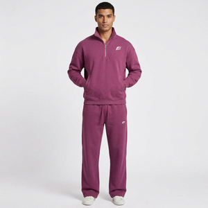 <b>Men's</b> Quarter Zip Sweatshirt Set Relaxed Fit Fleece Pants Streetwear Casual Sportswear Wholesale USA Bulk Supply Tracksuits - Product Image 1