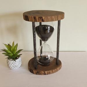 Magnifique Sablier Décoratif Noir Art Déco Grand Format 60 Minutes en Verre Borosilicate Fait Main Sablé pour la Décoration Intérieure - Product Image 2