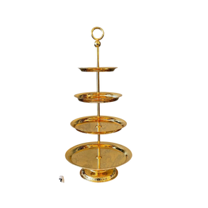 Support de service en laiton à motif floral de luxe pour fruits, gâteaux, sucreries et centre de table décoratif pour la maison, l'hôtel et la restauration - Product Image 1