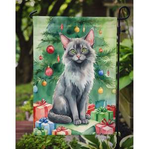 Drapeau de jardin d'arbre de Noël chat Lykoi Drapeau de boîte aux lettres décoratif multicolore pour patio et cour pour parterres de fleurs et tailles de pelouse - Product Image 3