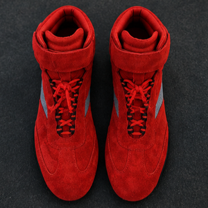 Bottes de moto en cuir véritable rouge, hauteur cheville, fermeture auto-agrippante, doublure en maille respirante, semelle extérieure en caoutchouc, semelle intermédiaire en EVA, légères, couleur unie - Product Image 3