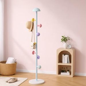 Mushroom Style Coat <b>Rack</b> Sky Blue 167cm Height Standing Storage Holder Nordic Design <b>Plastic</b> Material - Product Image 5