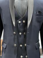 Traje de esmoquin de lujo para hombre, de excelente calidad, negro, transpirable, 100% seda, para verano, con solapa tipo chal, para novio, boda, fiesta