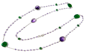 Collier superposé bohème en argent sterling avec perles d'améthyste naturelle et d'onyx vert, cadeau pour femme - Product Image 6