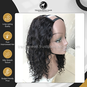 Huge Selling Raw Unprocessed Natural Look Virgin Temple Hair Grade U Part Natural Curly <b>Wigs</b> - Human Hair Extensions from India - Product Image 4