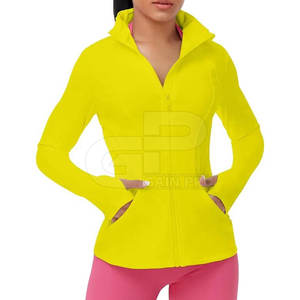Trendy Women Zipper Yoga <b>Jacket</b> Lightweight Athletic Top Stretch Fabric Slim Fit Full Zip <b>Workout</b> Gym Fitness Training - Product Image 2