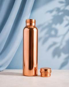 Handmade Pure <b>Copper</b> Drinking Bottle Traditional Water Flask Reusable Leak-Proof Dishwasher Safe <b>Screw</b>-On Lid Hydration Bottle - Product Image 1